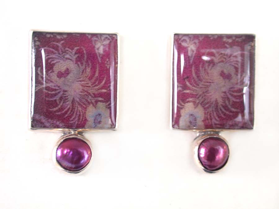 Amy Kahn Russell Online Trunk Show: Hand Made Tile and Pearl Clip Earrings | Rendezvous Gallery