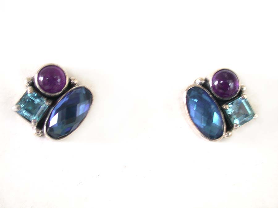 Amy Kahn Russell Online Trunk Show: Amethyst, Blue Topaz and Quartz Post Earrings | Rendezvous Gallery