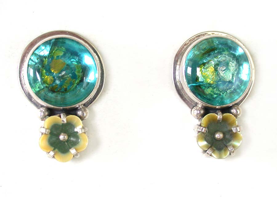 Amy Kahn Russell Online Trunk Show: Hand Made Glass and Mother of Pearl Post Earrings | Rendezvous Gallery