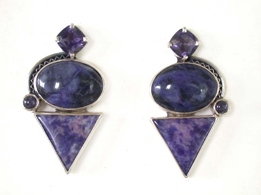 Amy Kahn Russell Online Trunk Show: Iolite and Sodalite Clip Earrings  | Rendezvous Gallery