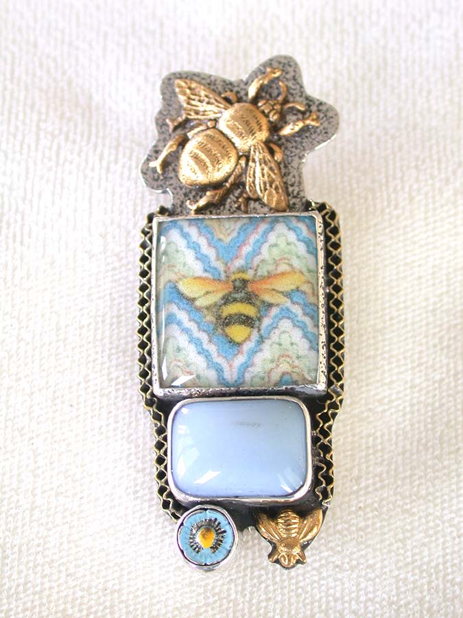 Amy Kahn Russell Online Trunk Show: Hand Made Tile, Enamel and Peruvian Opal Pin/Pendant | Rendezvous Gallery