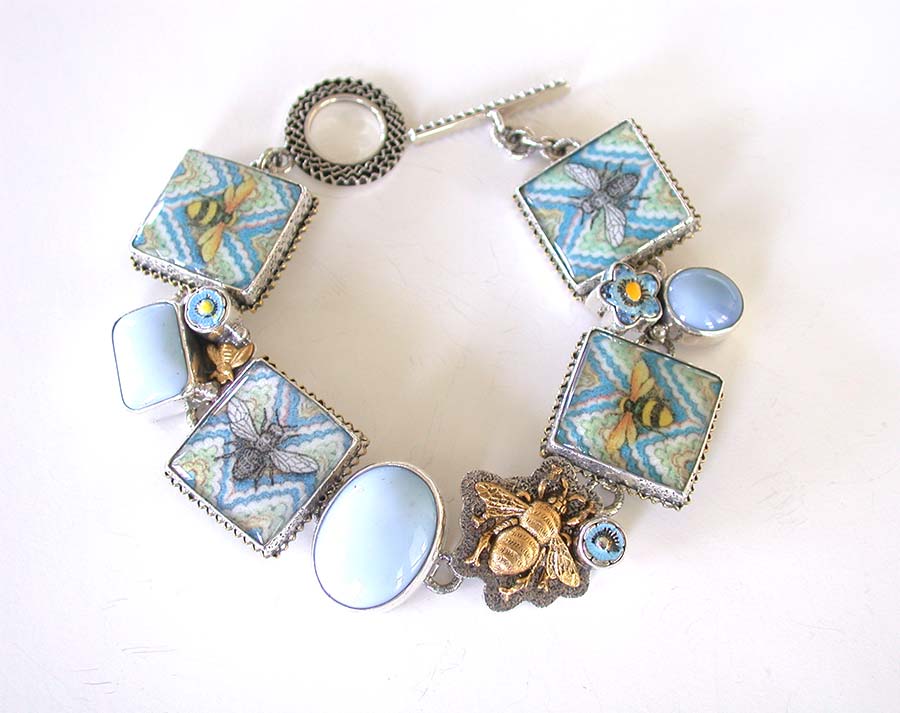 Amy Kahn Russell Online Trunk Show: Hand Made Tile, Enamel and Peruvian Opal Bracelet | Rendezvous Gallery