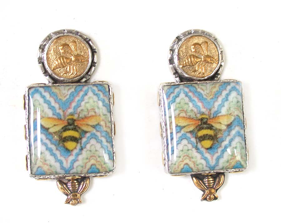 Amy Kahn Russell Online Trunk Show: Hand Made Tile Clip Earrings  | Rendezvous Gallery