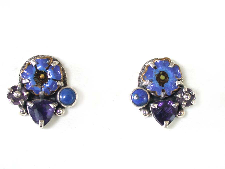 Amy Kahn Russell Online Trunk Show: Enamel, Lapis Lazuli and Iolite  Post Earrings | Rendezvous Gallery