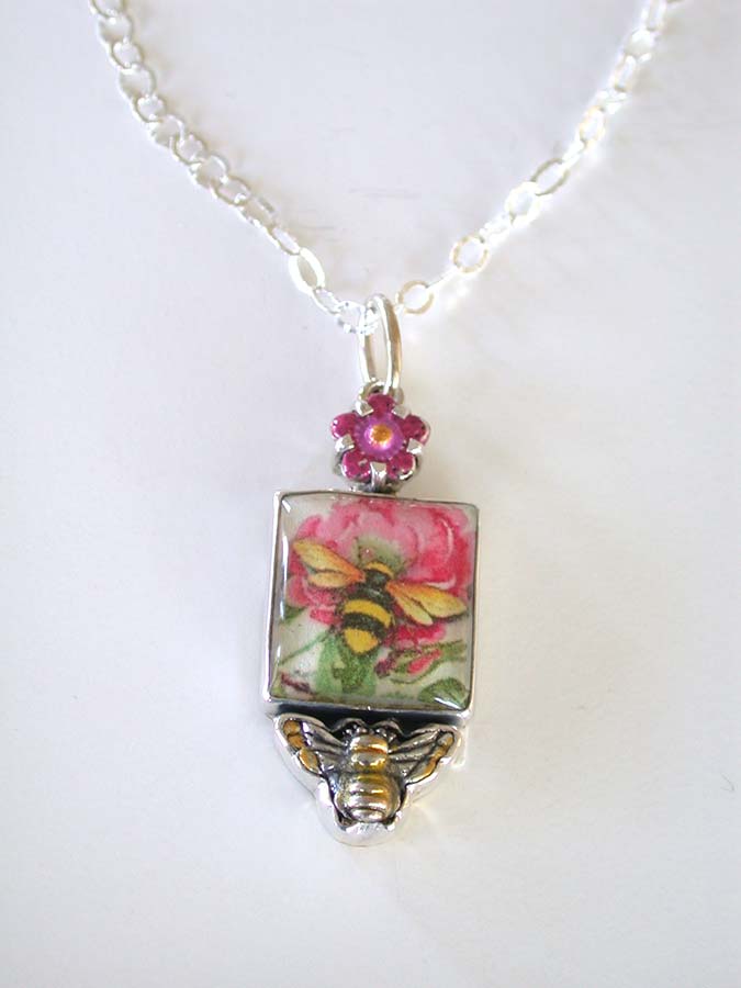 Amy Kahn Russell Online Trunk Show: Cloisonne Enamel, Hand Made Tile and Brass Necklace | Rendezvous Gallery