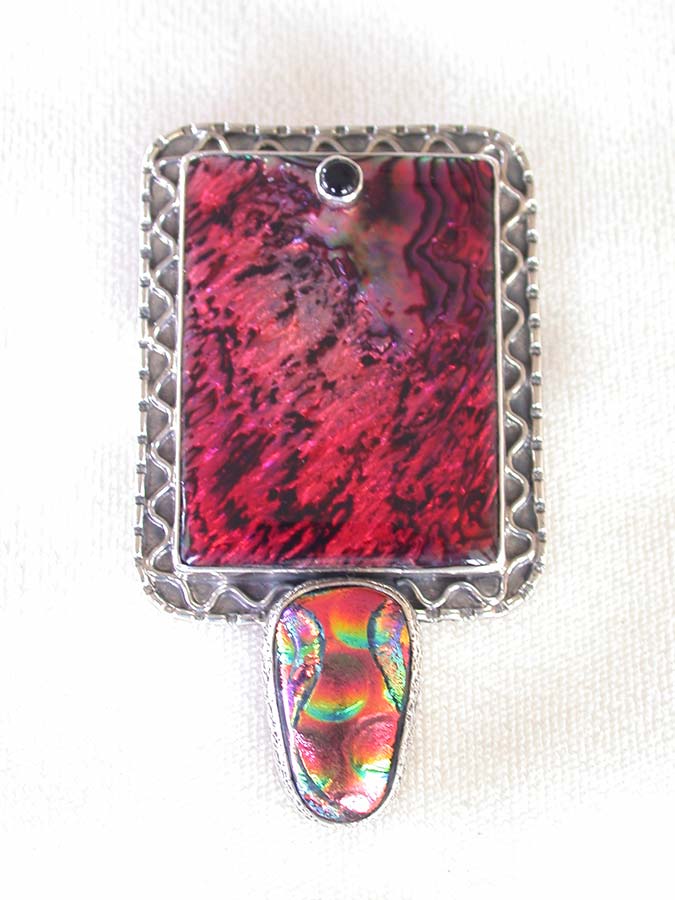 Amy Kahn Russell Online Trunk Show: Garnet, Abalone and Art Glass Pin/Pendant | Rendezvous Gallery