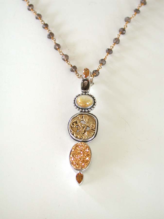 Amy Kahn Russell Online Trunk Show: Citrine, Whiskey Topaz, Quartz and Drusy Necklace | Rendezvous Gallery