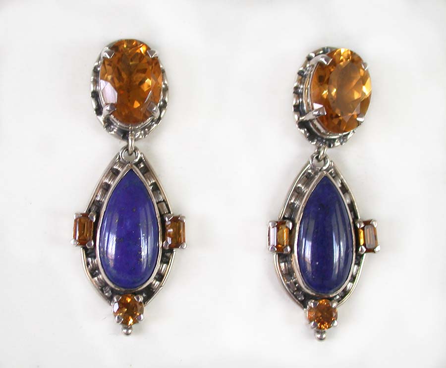 Amy Kahn Russell Online Trunk Show: Citrine and Lapis Lazuli Post Earrings | Rendezvous Gallery