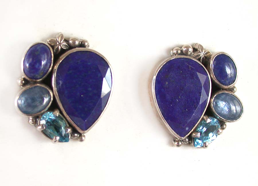 Amy Kahn Russell Online Trunk Show: Lapis Lazuli, Kyanite and Blue Topaz Clip Earrings | Rendezvous Gallery