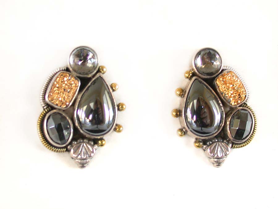 Amy Kahn Russell Online Trunk Show: Drusy, Hematite and Quartz Post Earrings | Rendezvous Gallery