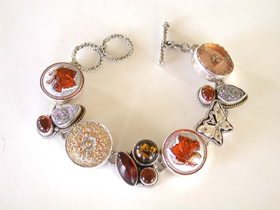 Amy Kahn Russell Online Trunk Show: Brazilian Agate Drusy, Hessonite and Czech Glass Bracelet | Rendezvous Gallery