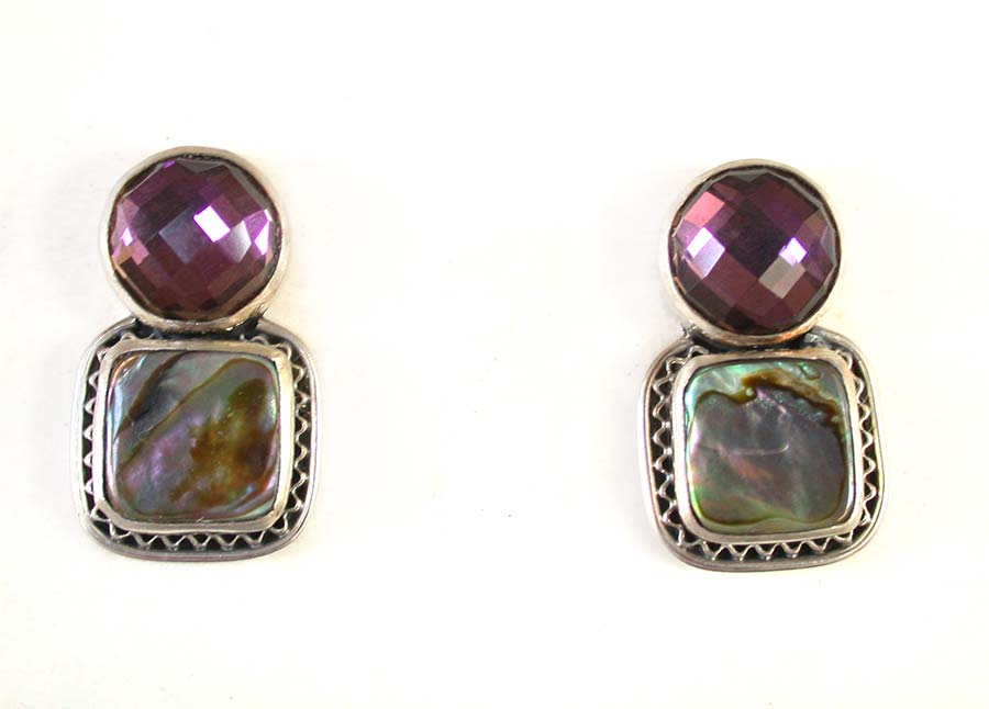 Amy Kahn Russell Online Trunk Show: Quartz and Abalone Post Earrings | Rendezvous Gallery