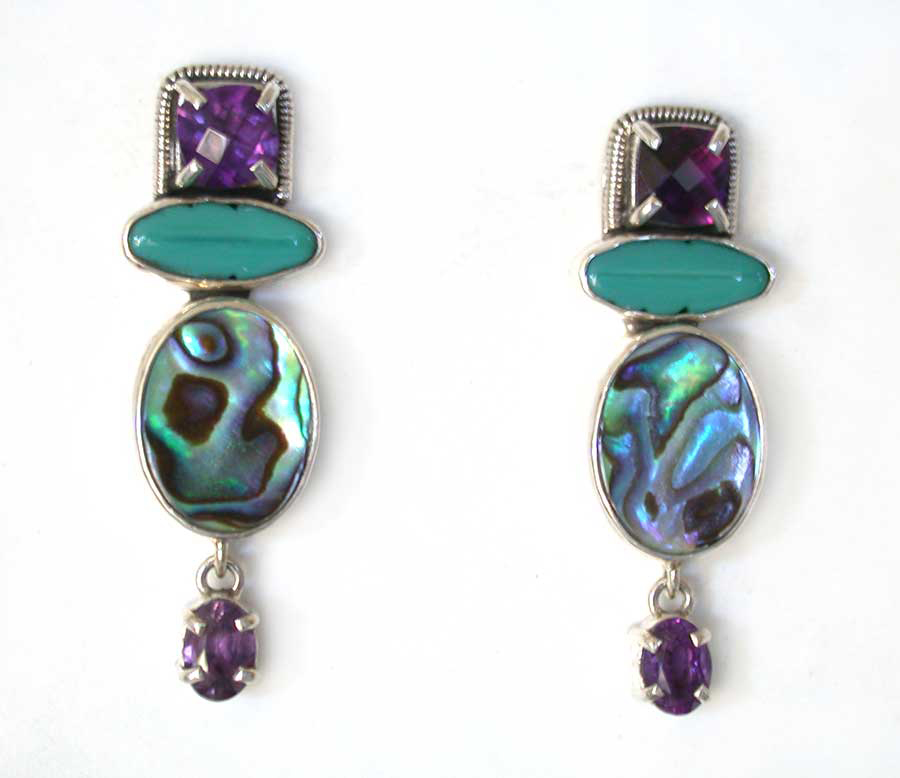 Amy Kahn Russell Online Trunk Show: Amethyst, Abalone and Czech Glass Post Earrings | Rendezvous Gallery