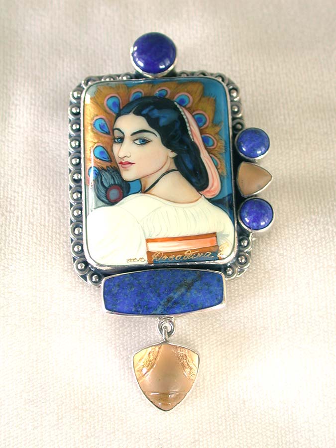 Amy Kahn Russell Online Trunk Show: Lapis, Hand Painted Miniature and Quartz Pin/Pendant | Rendezvous Gallery