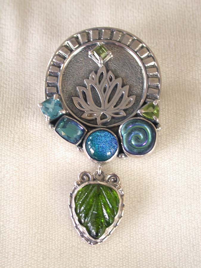 Amy Kahn Russell Online Trunk Show: Blue Topaz, Peridot, Glass and Quartz Pin/Pendant | Rendezvous Gallery