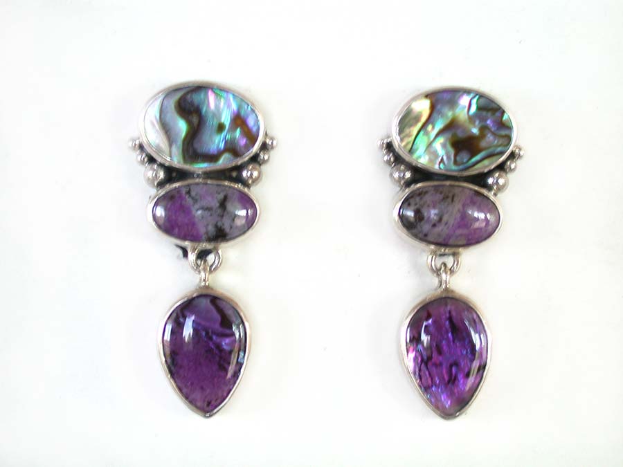 Amy Kahn Russell Online Trunk Show: Abalone and Sugalite Clip Earrings | Rendezvous Gallery