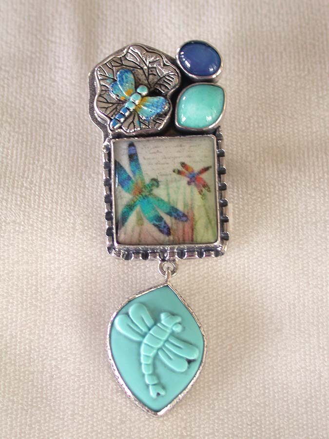 Amy Kahn Russell Online Trunk Show: Enamel, Blue Onyx, Hand Made Tile and Turquoise Pin/Pendant | Rendezvous Gallery