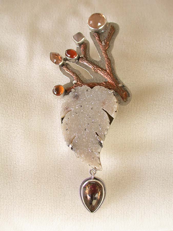 Amy Kahn Russell Online Trunk Show: Quartz, Hessonite and Brazilian Agate Drusy Pin/Pendant | Rendezvous Gallery