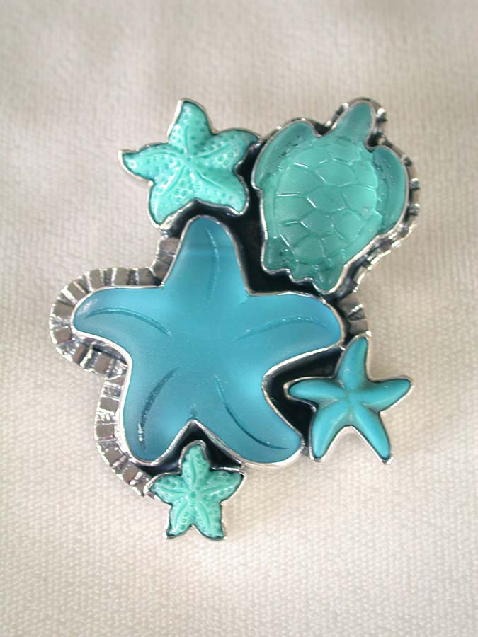 Amy Kahn Russell Online Trunk Show: Reconstituted Turquoise and Glass Pin/Pendant | Rendezvous Gallery