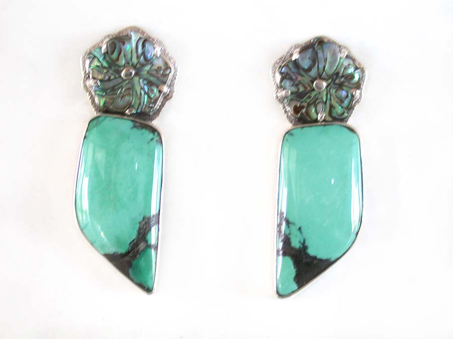 Amy Kahn Russell Online Trunk Show: Abalone and Turquoise Post Earrings | Rendezvous Gallery