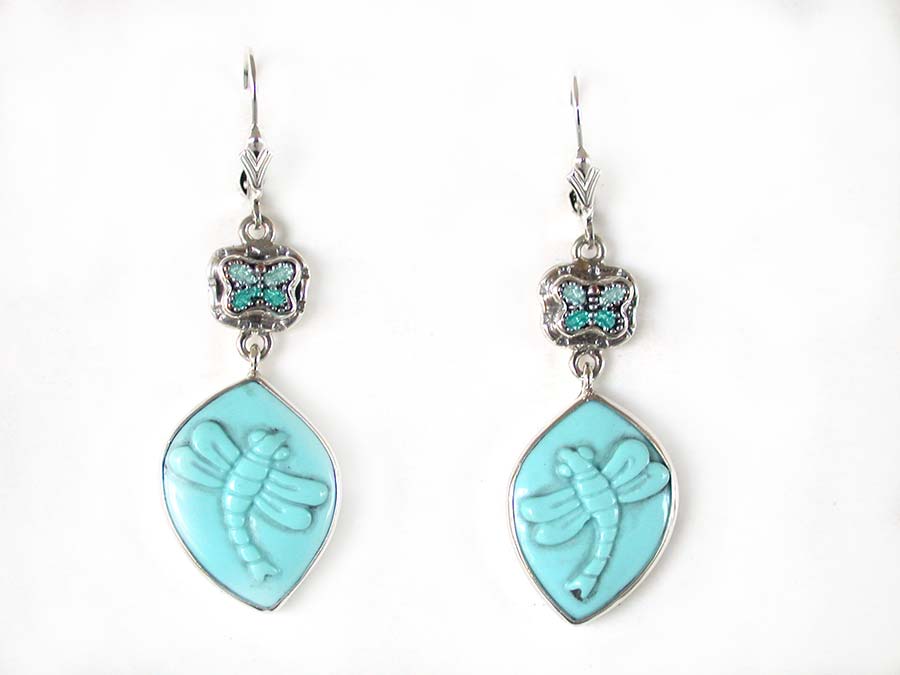Amy Kahn Russell Online Trunk Show: Cloisonne Enamel and Carved Turquoise Earrings | Rendezvous Gallery