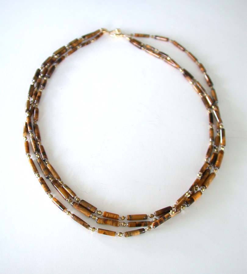 Amy Kahn Russell Online Trunk Show: Tiger Eye, Glass and Coated Hematite Necklace | Rendezvous Gallery