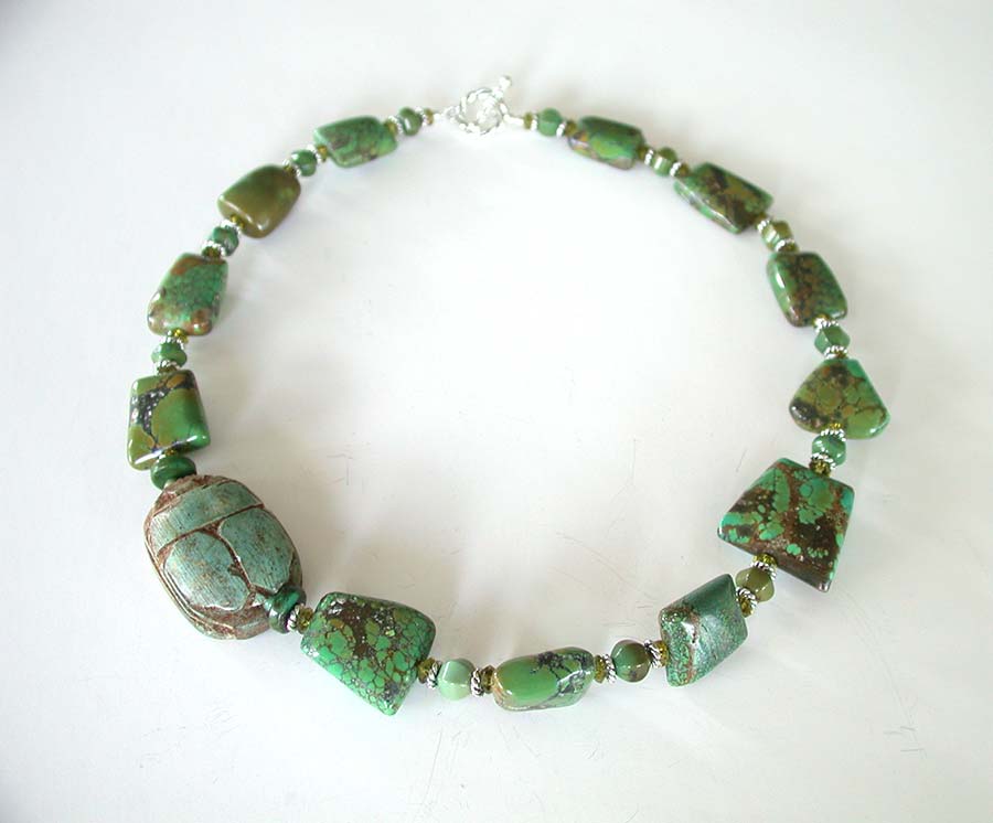 Amy Kahn Russell Online Trunk Show: Turquoise and Carved Faience Necklace | Rendezvous Gallery
