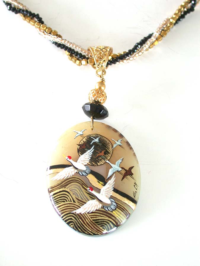 Amy Kahn Russell Online Trunk Show: Hand Painted Miniature, Crystal, Glass and Hematite Necklace | Rendezvous Gallery