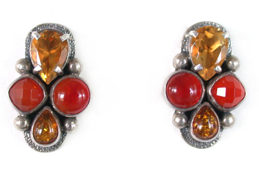 Amy Kahn Russell Online Trunk Show: Citrine, Carnelian and Baltic Amber Clip Earrings | Rendezvous Gallery