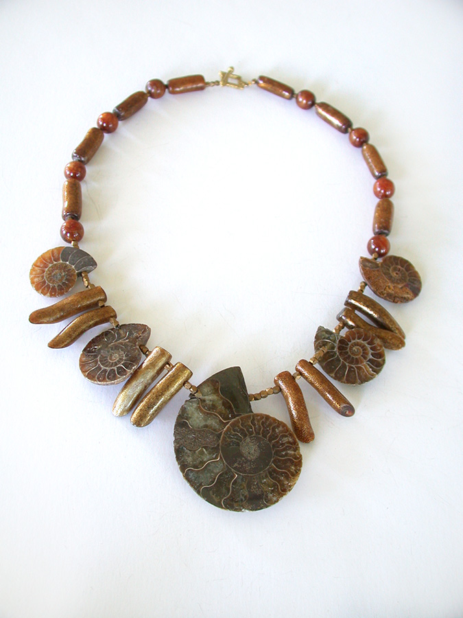 Amy Kahn Russell Online Trunk Show: Ammonite, Fossilized Coral and Pyrite Necklace | Rendezvous Gallery