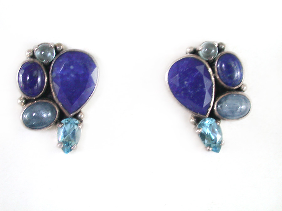 Amy Kahn Russell Online Trunk Show: Lapis, Kyanite, Iolite and Blue Quartz Post Earrings | Rendezvous Gallery