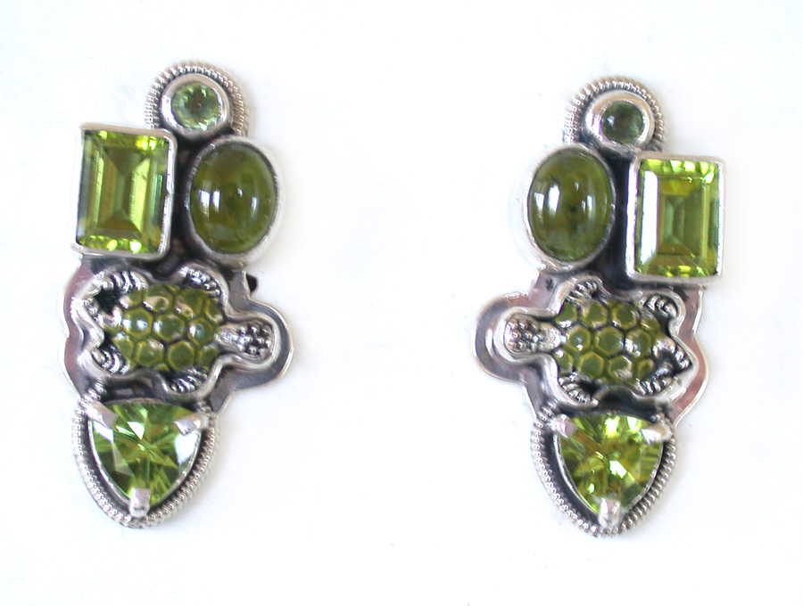 Amy Kahn Russell Online Trunk Show: Peridot, Vesuvanite and Hand Painted Enamel Clip Earrings | Rendezvous Gallery