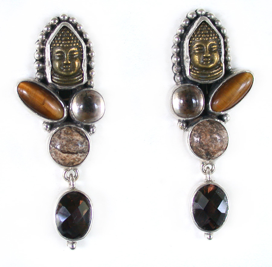 Amy Kahn Russell Online Trunk Show: Bronze, Tiger Eye, Smoky Quartz and Jaser Clip Earrings | Rendezvous Gallery