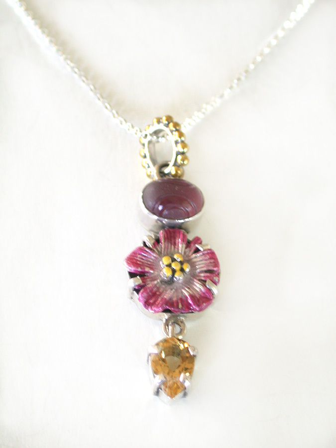 Amy Kahn Russell Online Trunk Show: Quartz, Hand Painted Enamel and Citrine Necklace | Rendezvous Gallery