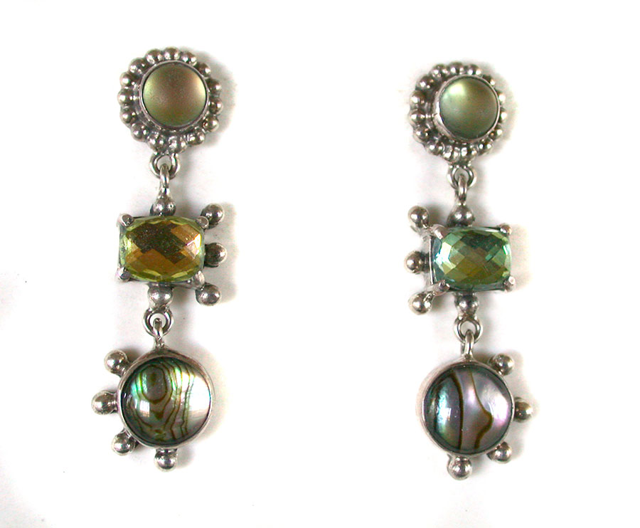 Amy Kahn Russell Online Trunk Show: Quartz and Abalone Under Quartz Post Earrings | Rendezvous Gallery