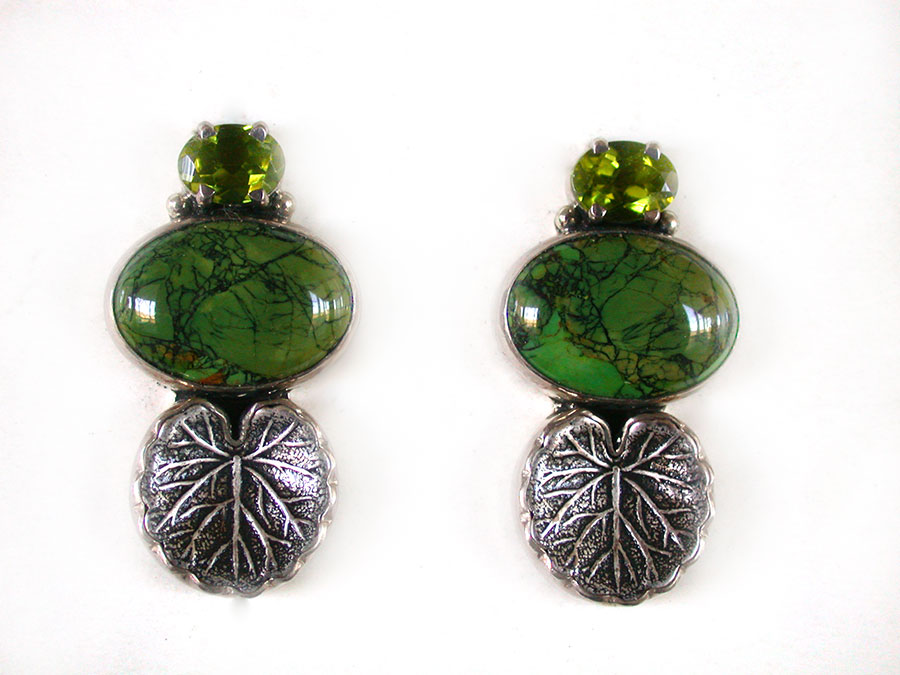 Amy Kahn Russell Online Trunk Show: Peridot, Turquoise and Sterling Clip Earrings | Rendezvous Gallery