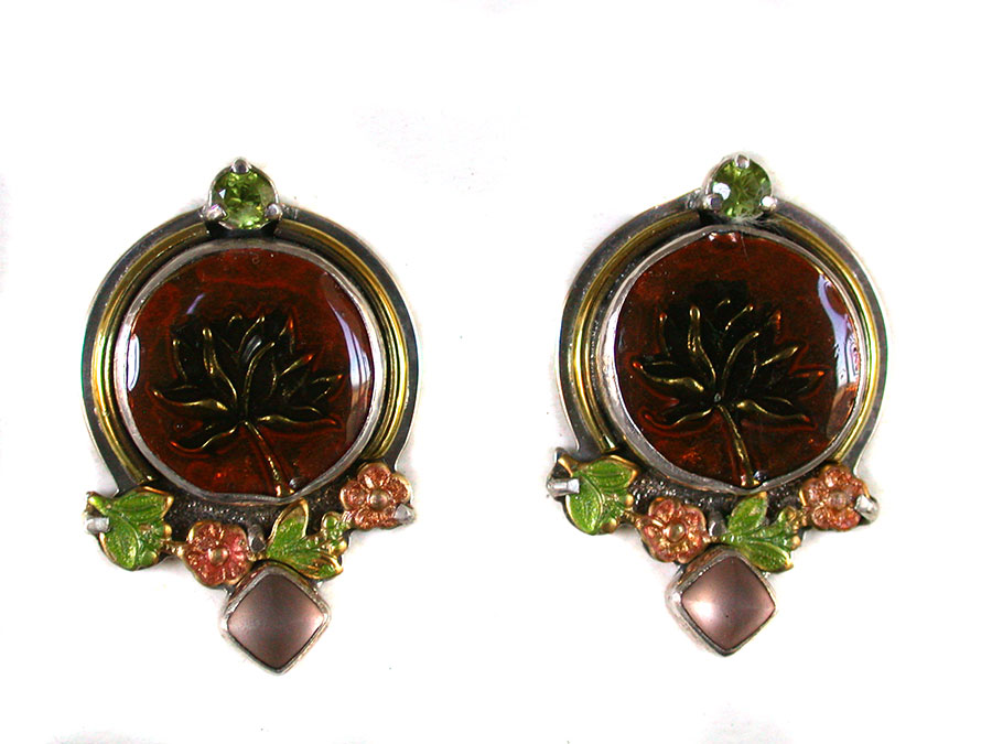 Amy Kahn Russell Online Trunk Show: Peridot, Enamel and Quartz Clip Earrings | Rendezvous Gallery