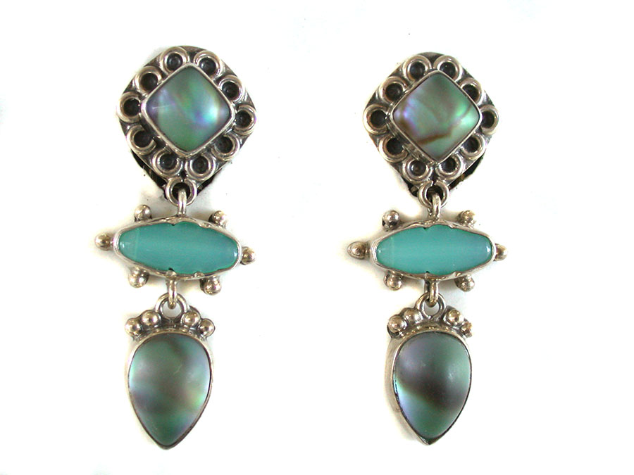Amy Kahn Russell Online Trunk Show: Abalone and Czech Glass Clip Earrings | Rendezvous Gallery
