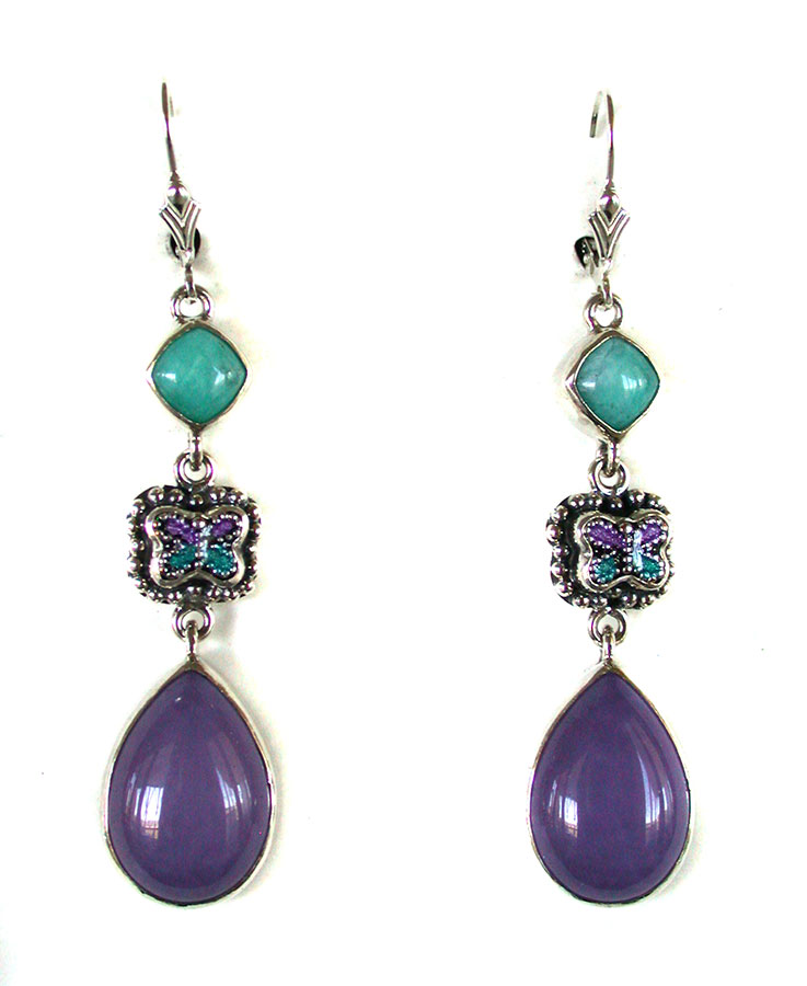Amy Kahn Russell Online Trunk Show: Amazonite, Enamel and Purple Agate Earrings | Rendezvous Gallery