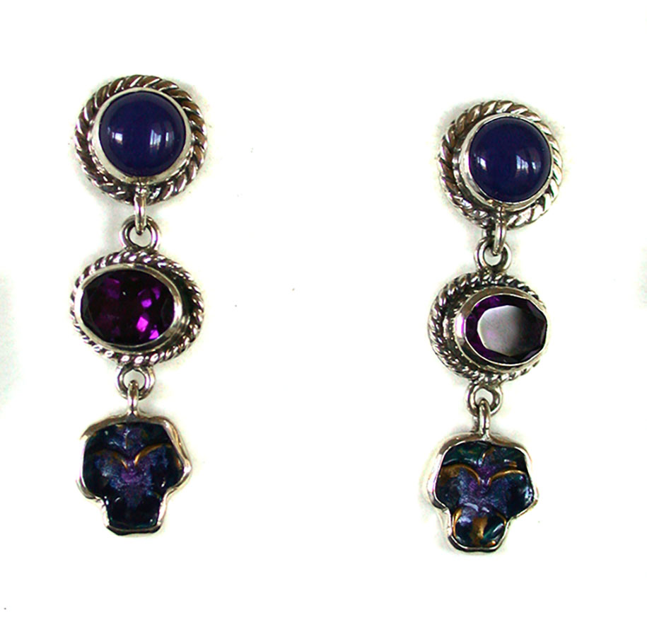 Amy Kahn Russell Online Trunk Show: Agate, Amethyst and Enamel Post Earrings | Rendezvous Gallery