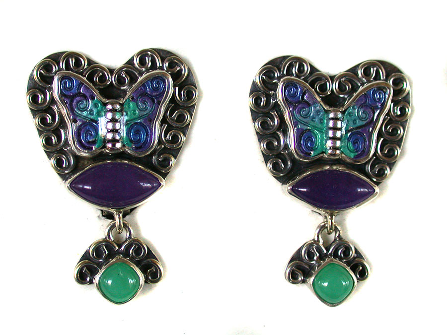 Amy Kahn Russell Online Trunk Show: Enamel, Lapis Lazuli and Chrysoprase Clip Earrings | Rendezvous Gallery