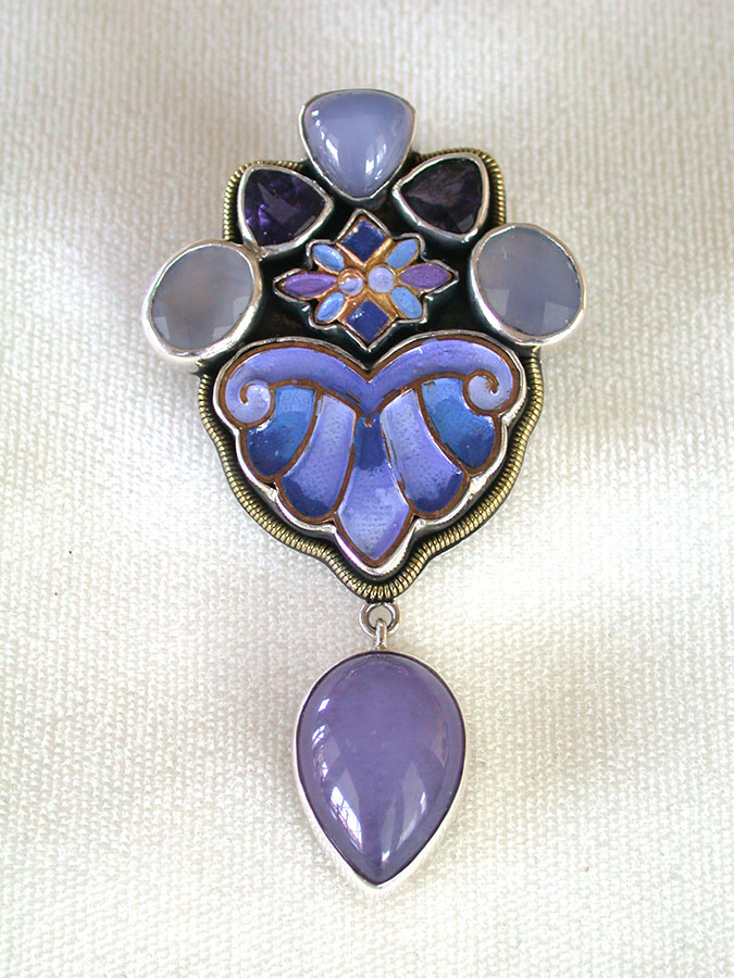 Amy Kahn Russell Online Trunk Show: Chalcedony, Quartz, Enamel and Agate Pin/Pendant | Rendezvous Gallery