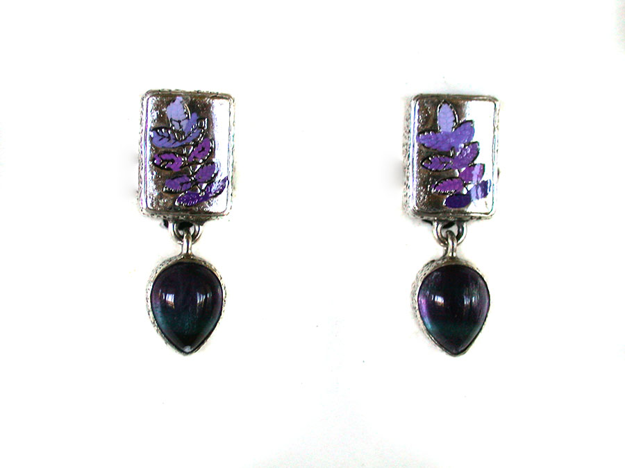 Amy Kahn Russell Online Trunk Show: Hand Painted Enamel and Flourite Clip Earrings | Rendezvous Gallery