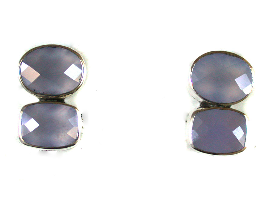 Amy Kahn Russell Online Trunk Show: Faceted Chalcedony Clip Earrings | Rendezvous Gallery