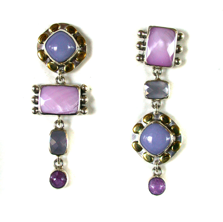 Amy Kahn Russell Online Trunk Show: Mother of Pearl, Chalcedony and  Sugilite Post Earrings | Rendezvous Gallery