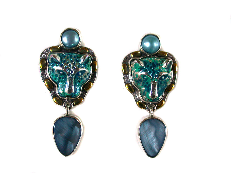 Amy Kahn Russell Online Trunk Show: Freshwater Pearl, Enamel and Mother of Pearl Clip Earrings | Rendezvous Gallery