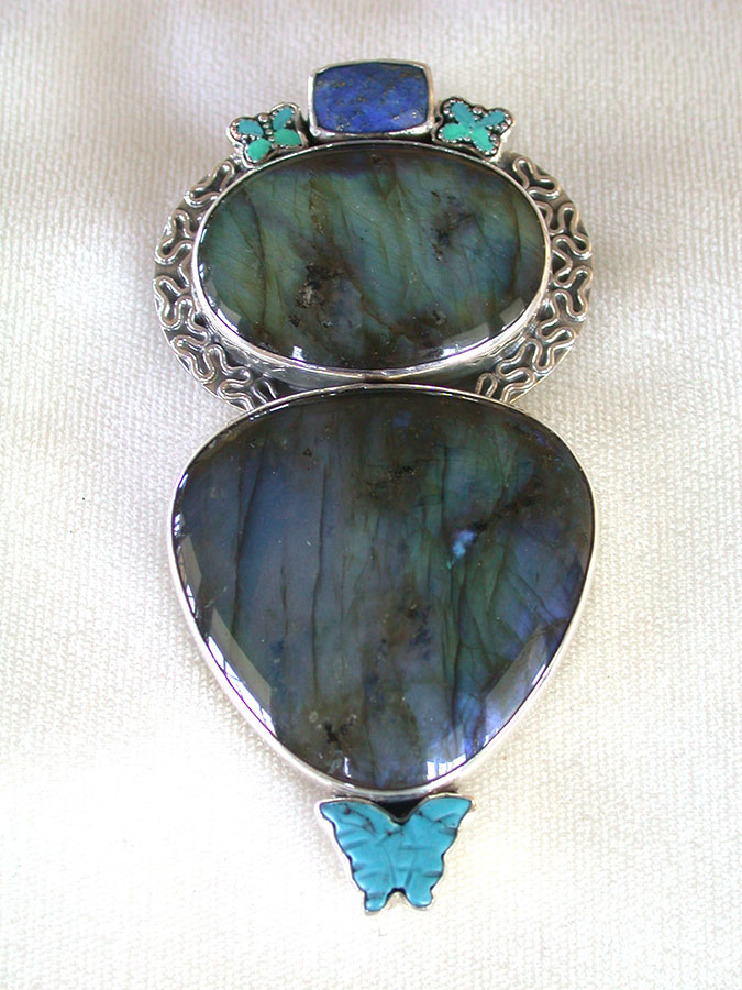 Amy Kahn Russell Online Trunk Show: Lapis Lazuli, Enamel and Labradorite Pin/Pendant | Rendezvous Gallery