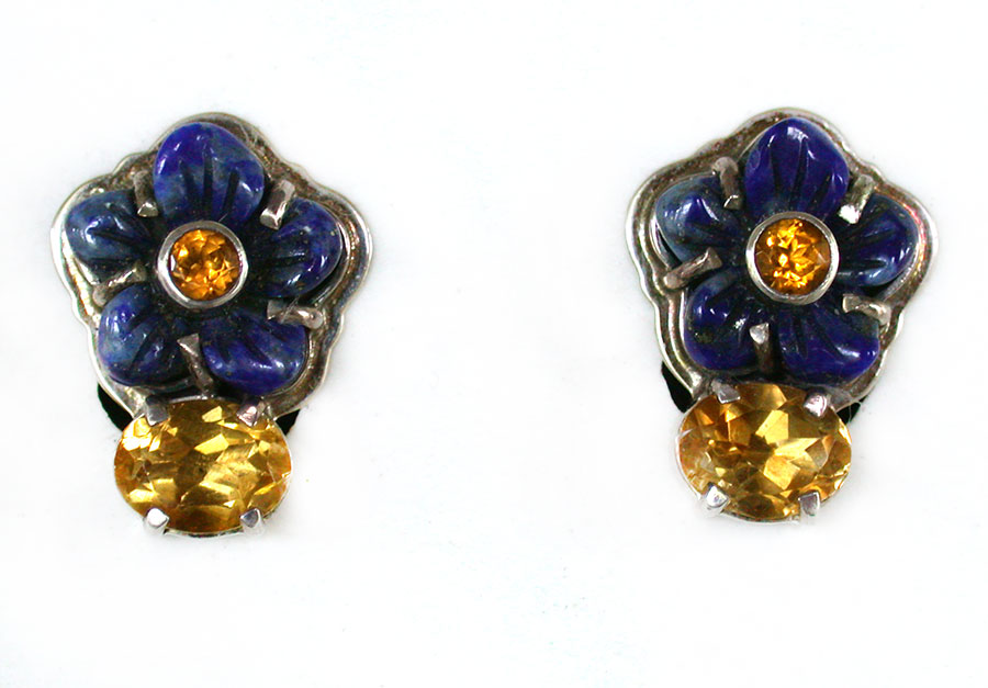 Amy Kahn Russell Online Trunk Show: Lapis Lazuli and Citrine Clip Earrings | Rendezvous Gallery