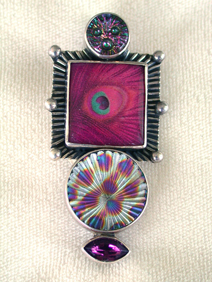Amy Kahn Russell Online Trunk Show: Dichroic Glass, Art Tile, Glass and Quartz Pin/Pendant | Rendezvous Gallery