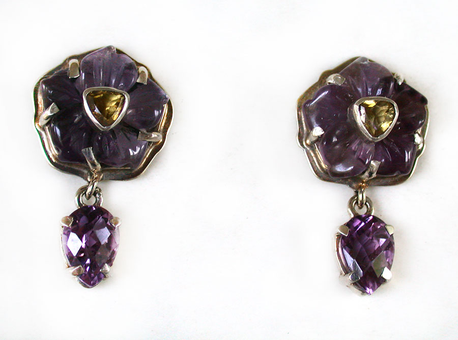Amy Kahn Russell Online Trunk Show: Hand Carved Amethyst and Citrine Post Earrings | Rendezvous Gallery